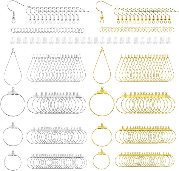 XKCWXY 483Pcs Earring Making Kit with Beading Hoop Earring Finding Component Accessories,Earring Hooks,Jump Rings,Earring Backs for Jewelry Making DIY Craft