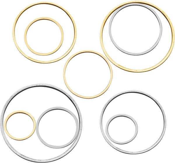 100Pcs Round Earring Beading Hoop Rings,5Sizes Earring Finding Open Bezels Linking Rings Beading Hoop Earrings Pendant for DIY Craft Jewelry Making,Earring Necklace,Crafts Supplies
