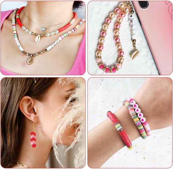 Redtwo 6200 Pcs Clay Beads Bracelet Making Kit, Flat Round Polymer Heishi Friendship Bracelet Jewelry Kit with Charms and Elastic Strings for Girls 8-12 Gifts for Kids - Image 2
