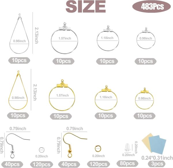 XKCWXY 483Pcs Earring Making Kit with Beading Hoop Earring Finding Component Accessories,Earring Hooks,Jump Rings,Earring Backs for Jewelry Making DIY Craft - Image 6