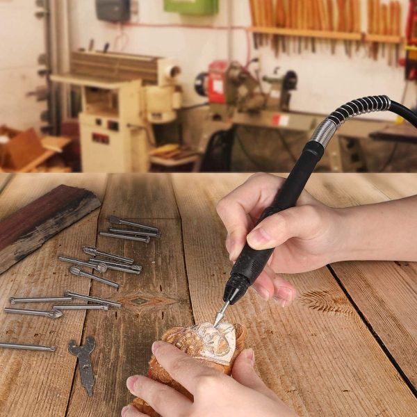 GOXAWEE Rotary Tool Kit with MultiPro Keyless Chuck and Flex Shaft -140pcs Accessories Variable Speed Electric Drill Set for Handmade Crafting Projects and DIY Creations - Image 3