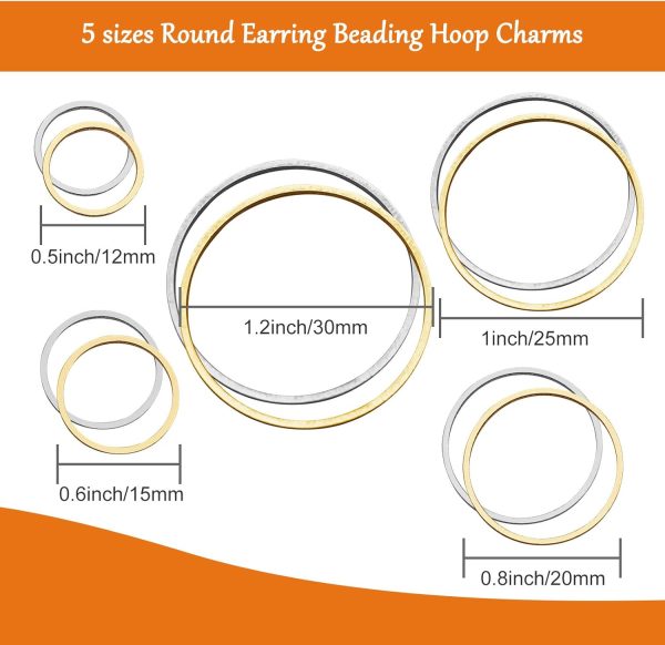 100Pcs Round Earring Beading Hoop Rings,5Sizes Earring Finding Open Bezels Linking Rings Beading Hoop Earrings Pendant for DIY Craft Jewelry Making,Earring Necklace,Crafts Supplies - Image 5