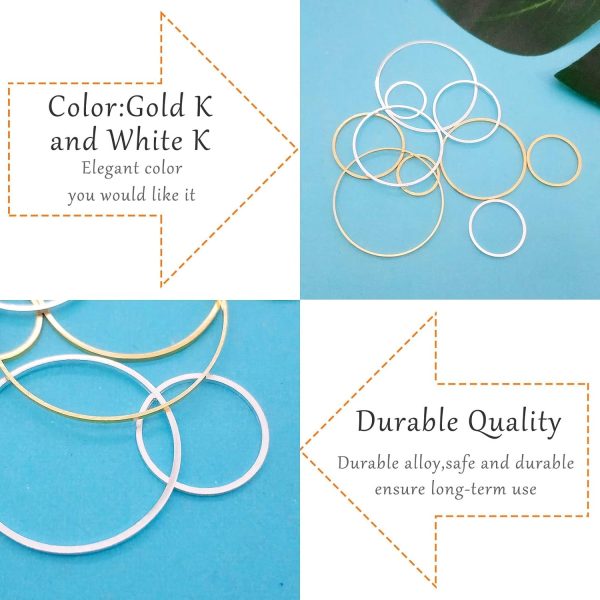 100Pcs Round Earring Beading Hoop Rings,5Sizes Earring Finding Open Bezels Linking Rings Beading Hoop Earrings Pendant for DIY Craft Jewelry Making,Earring Necklace,Crafts Supplies - Image 4