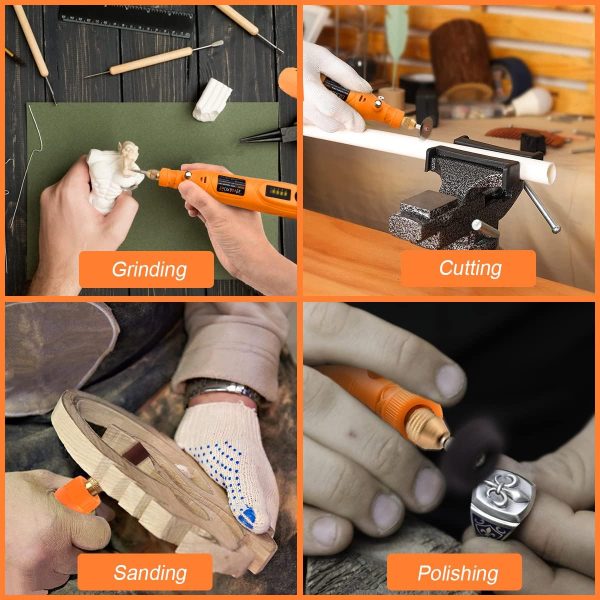 GOXAWEE Mini Cordless Rotary Tool Kit with 105pcs Accessories, USB Charging 5-Speed 18000rpm Multi-Purpose Art Craft Tool with 3.7V Li-ion Battery for Handmade Crafting and DIY Creations - Image 5