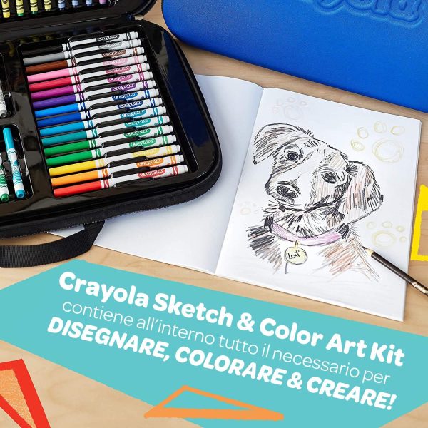 Crayola Sketch & Color (70pcs), Art Kit for Kids, Includes Coloring Kit, Art Case & Sketch Book, Gifts for Kids - Image 2
