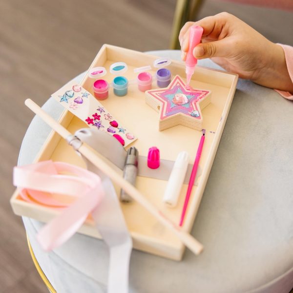 Melissa & Doug Created By Me! Paint & Decorate Your Own Wooden Princess Wand Craft Kit, Pink - Princess Crafts Great For Rainy Days, Princess Toys For Kids - Image 4