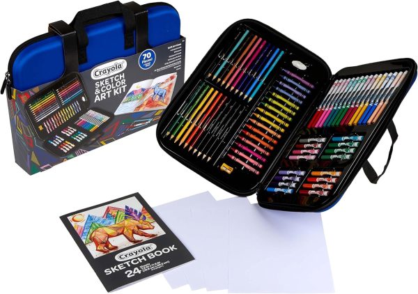 Crayola Sketch & Color (70pcs), Art Kit for Kids, Includes Coloring Kit, Art Case & Sketch Book, Gifts for Kids - Image 5