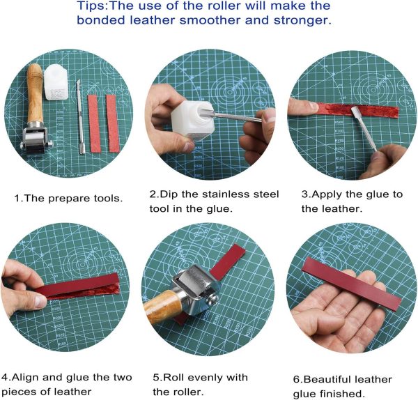 Dorhui Leather Craft Tools Kit, Leather Working Tools and Supplies Leather Craft Stamping Tool Waxed Thread Groover Awl Stitching Punch Hole for Leather Artworks - Image 2