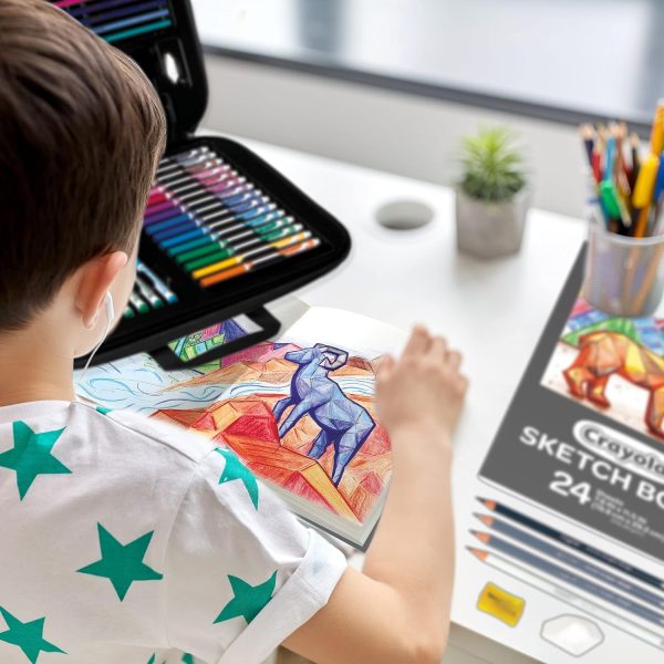 Crayola Sketch & Color (70pcs), Art Kit for Kids, Includes Coloring Kit, Art Case & Sketch Book, Gifts for Kids - Image 6