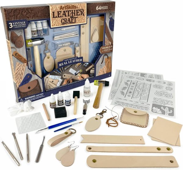 ArtSkills Leather Working Kit for Beginners with Leather Tools, Dyes, and Leather Stamps, Leather Crafting Kits for Adults & Teens, 64 pc - Image 7