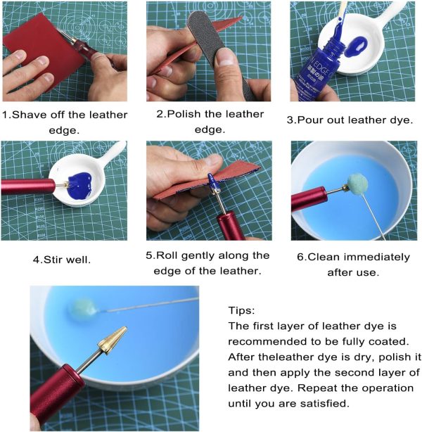 Dorhui Leather Craft Tools Kit, Leather Working Tools and Supplies Leather Craft Stamping Tool Waxed Thread Groover Awl Stitching Punch Hole for Leather Artworks - Image 3