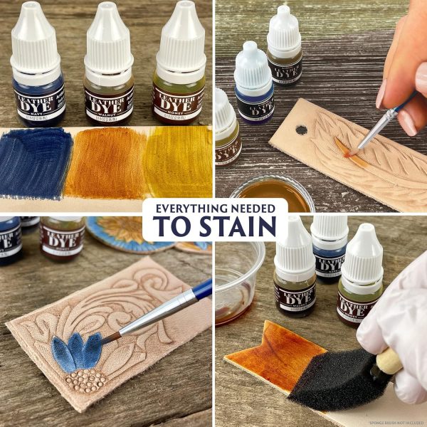 ArtSkills Leather Working Kit for Beginners with Leather Tools, Dyes, and Leather Stamps, Leather Crafting Kits for Adults & Teens, 64 pc - Image 5