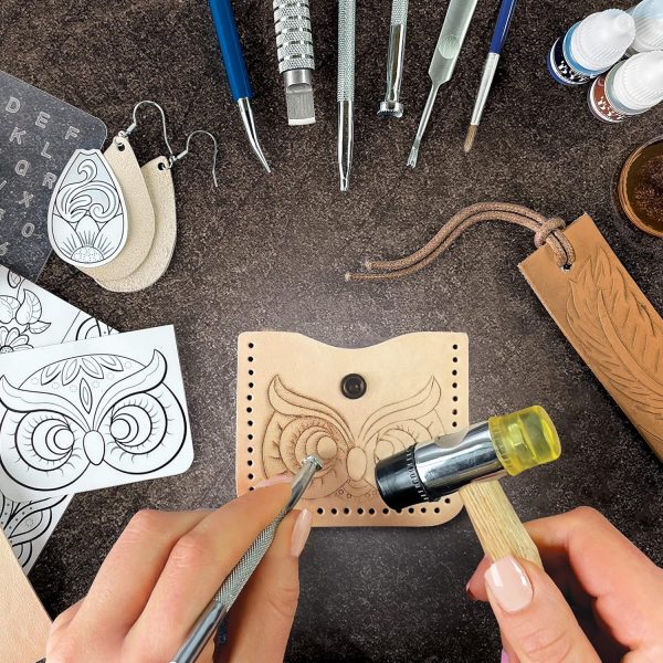 ArtSkills Leather Working Kit for Beginners with Leather Tools, Dyes, and Leather Stamps, Leather Crafting Kits for Adults & Teens, 64 pc - Image 2