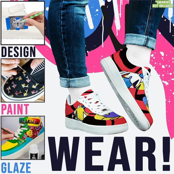 Craft It Up Sneaker Painting Kit Complete Shoe Paint Kit for Sneakers- Paint, Brushes, Tape & More Included- Shoe Customization Kit - Image 3